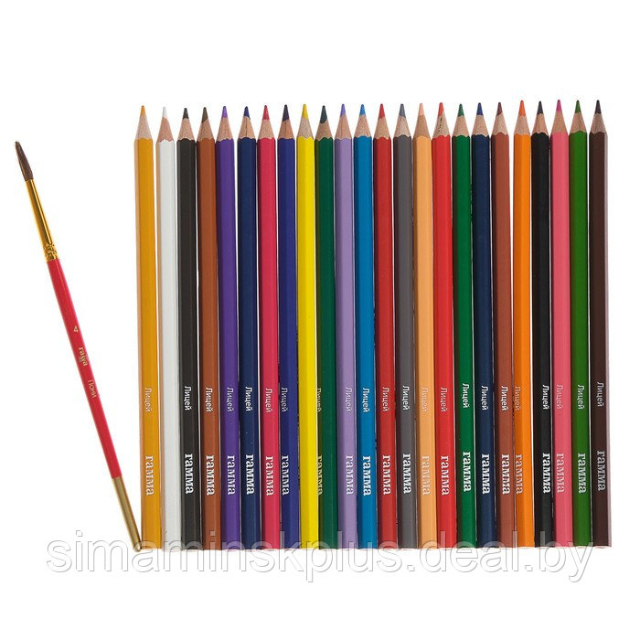 Карандаши цветные акварельные 24 цвета, "Гамма" "Лицей", с кистью, шестигранные - фото 2 - id-p199621712
