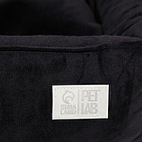 Лежанка велюровая Pet Lab, 55 х 50 х 15 см, черная, фото 4