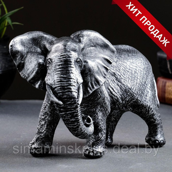 Фигура "Слон африканский" серебро, 18х7х13см - фото 1 - id-p174967808