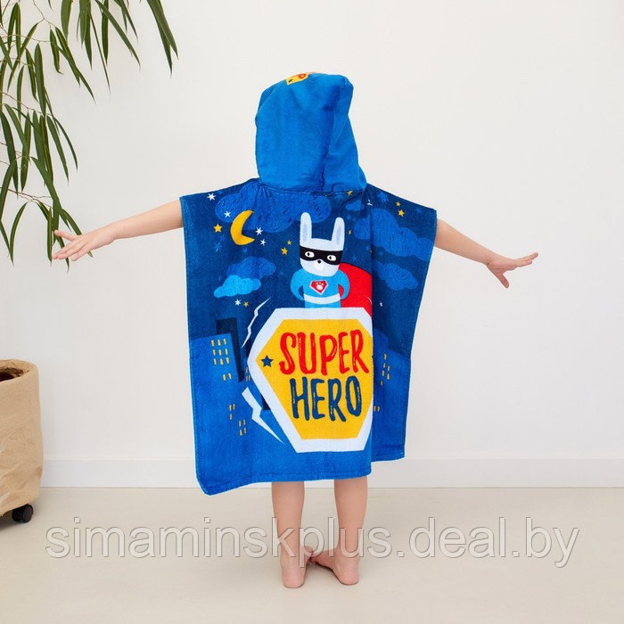 Полотенце-пончо детское махровое Крошка Я "Super Hero" 60*120см, 100% хлопок, 300гр/м2 - фото 4 - id-p176812544