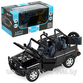Машина метал «УАЗ-469» 1:24 инерция, цвет чёрный, открываются двери, капот и багажник, световые и звуковые