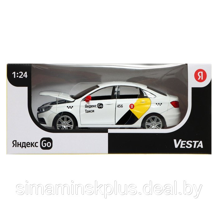 Машина металлическая «Lada Vesta Яндекс Такси» 1:24, открываются двери, багаж, озвученная, цвет белый - фото 8 - id-p213435374