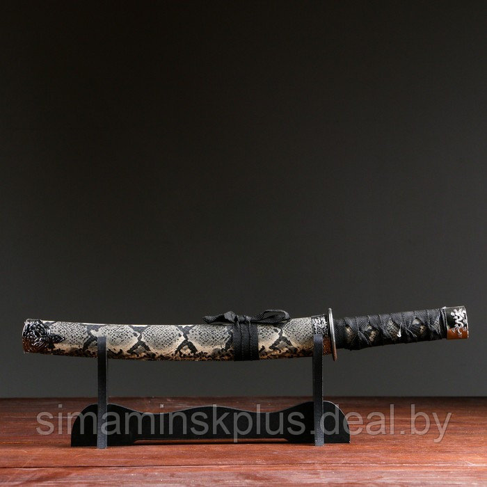 Сувенирное оружие «Катана на подставке», бежевые ножны под змеиную кожу, 47см - фото 1 - id-p176817076