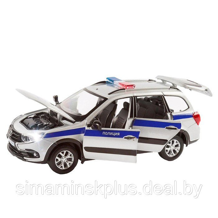 Машина металлическая «Lada Полиция» 1:24, цвет серебряный, открываются двери, капот и багажник, световые и - фото 3 - id-p211540031