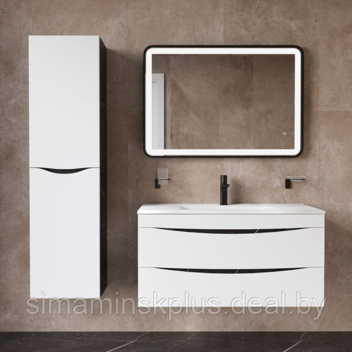 Пенал для ванной комнаты IDDIS Cloud 40 см, подвесной, цвет белый/чёрный мрамор - фото 5 - id-p216928084
