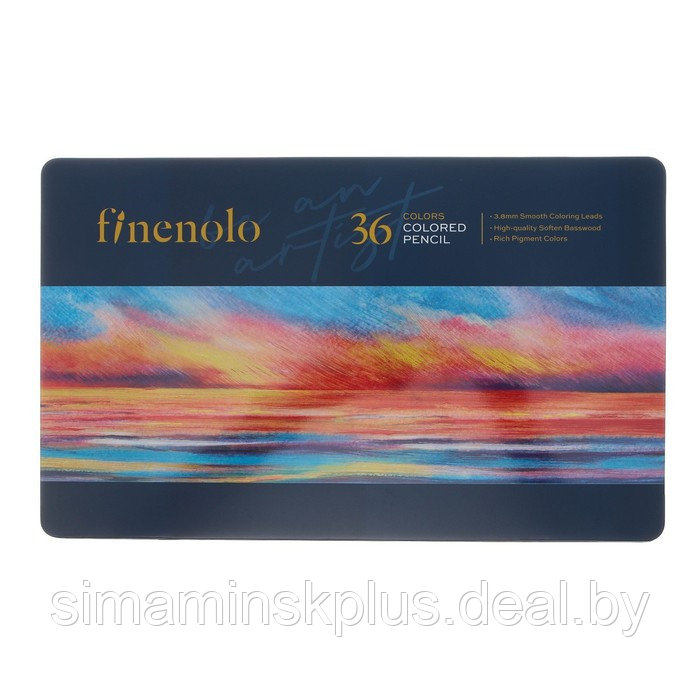Карандаши художественные 36 цветов, Finenolo, 3.8 мм, шестигранные, в металлическом пенале - фото 2 - id-p211272869