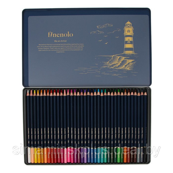 Карандаши художественные 36 цветов, Finenolo, 3.8 мм, шестигранные, в металлическом пенале - фото 3 - id-p211272869