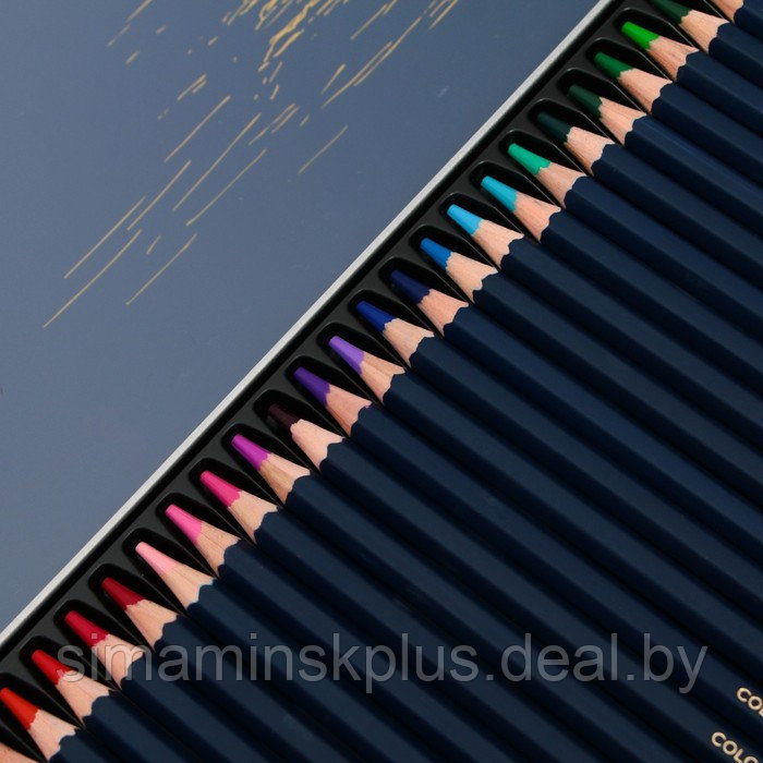 Карандаши художественные 36 цветов, Finenolo, 3.8 мм, шестигранные, в металлическом пенале - фото 4 - id-p211272869