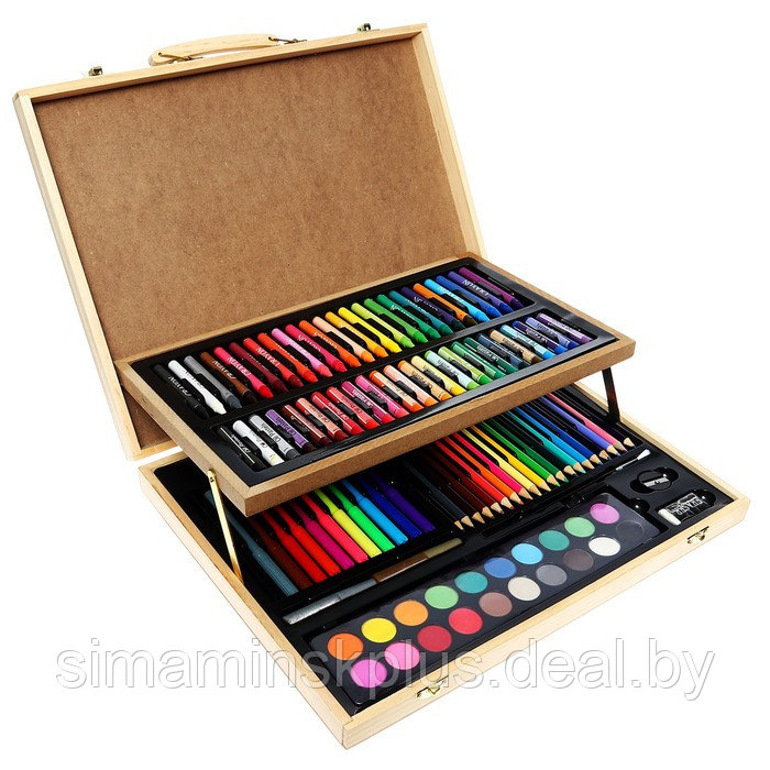 Набор для рисования в деревянном чемоданчике, складной - фото 2 - id-p211522465