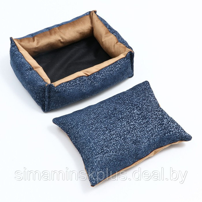 Лежанка под замшу с двусторонней подушкой, 45 х 35 х 11 см, мебельная ткань, микс цветов - фото 5 - id-p174635064