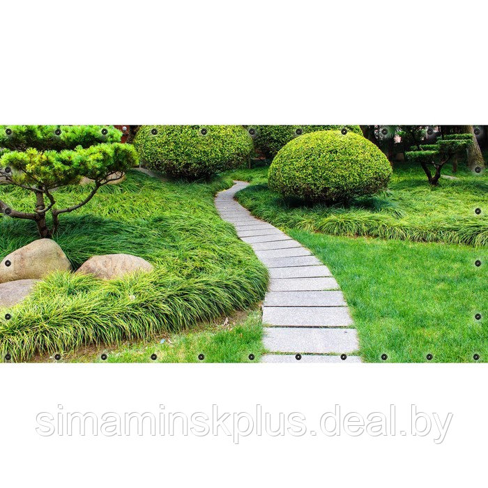 Фотосетка, 314 × 155 см, с фотопечатью, люверсы шаг 0.3 м, «Японский сад» - фото 1 - id-p213430632