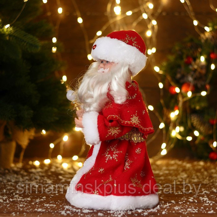 Дед Мороз "В красной шубе и шапке с жемчужинкой" 29 см, двигается - фото 4 - id-p213949551