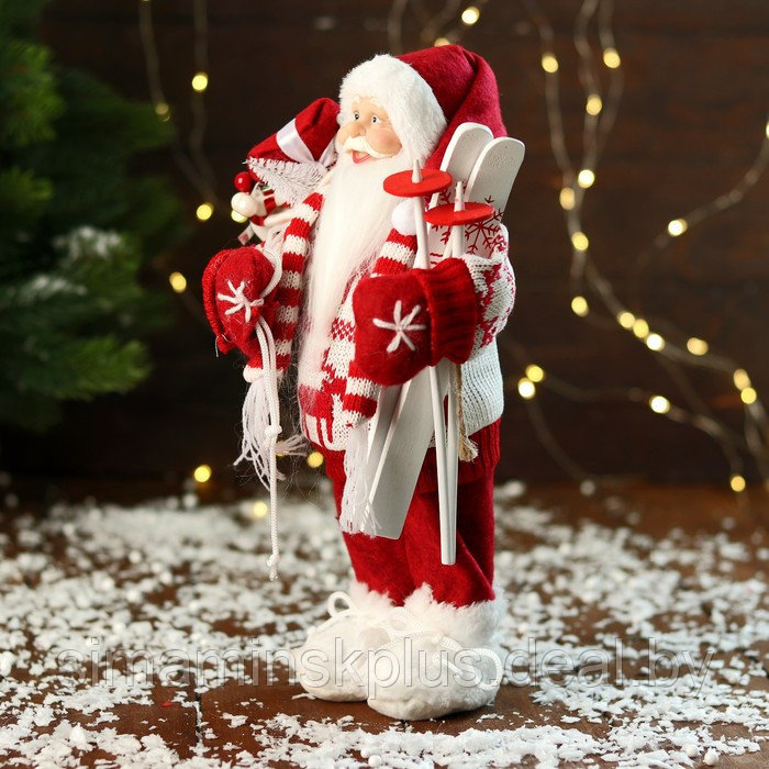 Дед Мороз "В вязаном костюме, с лыжами и мешком" 30 см - фото 4 - id-p206760992