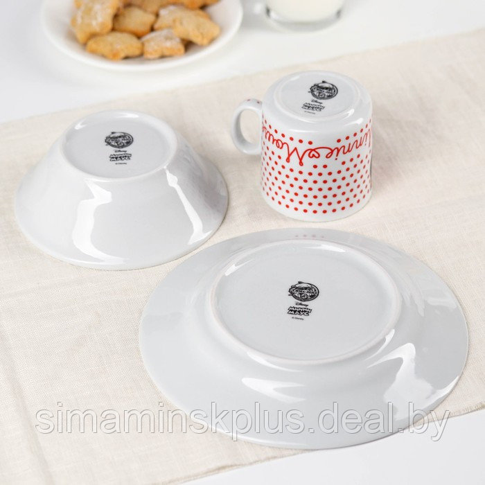 Набор посуды «Минни», 3 предмета: тарелка Ø 16,5 см, миска Ø 14 см, кружка 250 мл, Минни Маус - фото 6 - id-p196497113