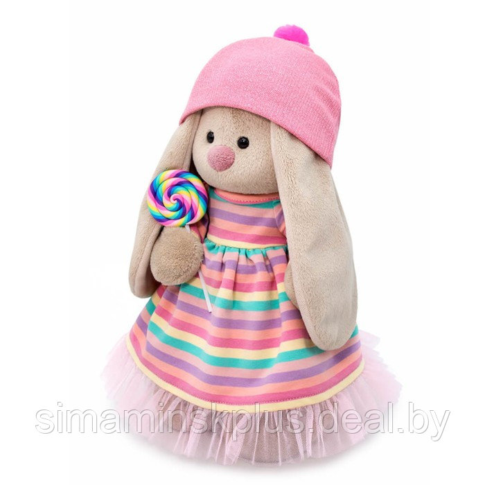 Мягкая игрушка «Зайка Ми» в полосатом платье с леденцом, 25 см - фото 2 - id-p211542206