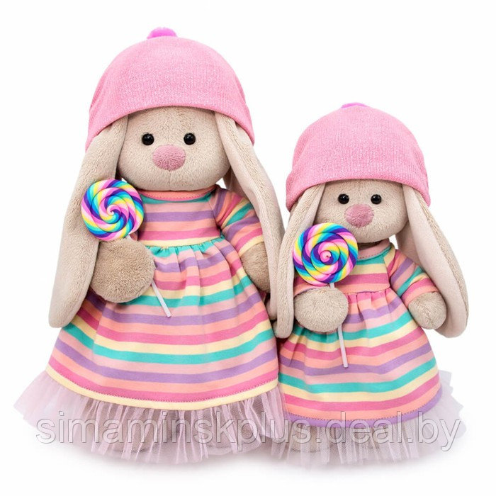 Мягкая игрушка «Зайка Ми» в полосатом платье с леденцом, 25 см - фото 5 - id-p211542206