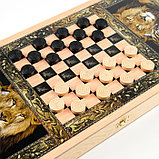 Нарды "Лев и тигр", деревянная доска 50 х 50 см, с полем для игры в шашки, фото 8