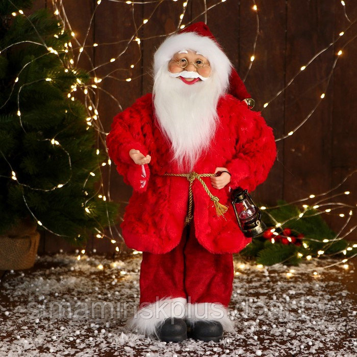 Дед Мороз "В красной шубе с пояском, с фонариком" 25х45 см - фото 1 - id-p206761026