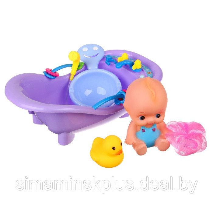 Набор игрушек для ванны «Пупс в ванне», 5 предметов, цвет МИКС - фото 1 - id-p200354035