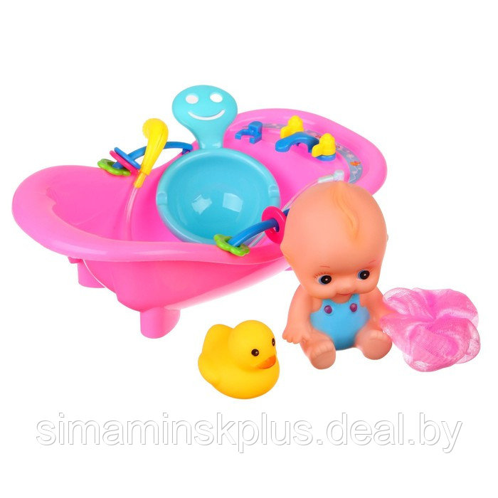 Набор игрушек для ванны «Пупс в ванне», 5 предметов, цвет МИКС - фото 3 - id-p200354035