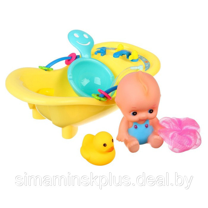Набор игрушек для ванны «Пупс в ванне», 5 предметов, цвет МИКС - фото 4 - id-p200354035