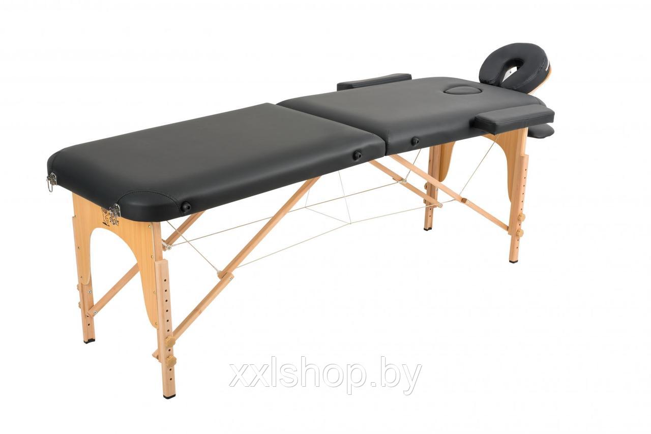 Массажный стол Atlas Sport складной 2-с 60 см деревянный + сумка в подарок (чёрный) - фото 1 - id-p216931934