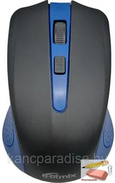 Мышь оптическая беспроводная Ritmix RMW-555, USB, black/blue, арт.RMW-555 black/blue - фото 2 - id-p216914634