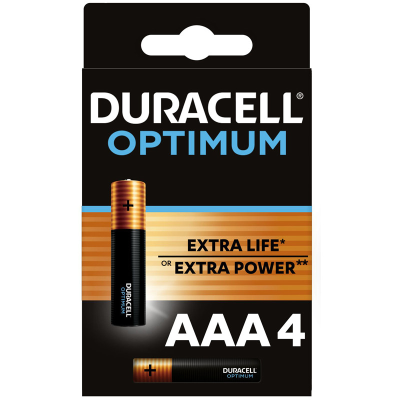 Батарейка Duracell Optimum AAA (LR03) алкалиновая, 4BL 5000394158726 - фото 1 - id-p216931982