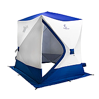 Палатка зимняя куб СЛЕДОПЫТ "Long", 215х180х200, S по полу 3,8 кв.м, 3 слоя, цв. синий/белый
