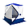 Палатка зимняя куб СЛЕДОПЫТ "Long", 215х180х200, S по полу 3,8 кв.м, 3 слоя, цв. синий/белый, фото 2