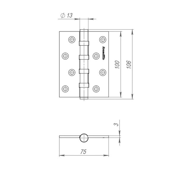 Петля универсальная VETTORE 100x75x2,5 4BB AB бронза - фото 2 - id-p216939750