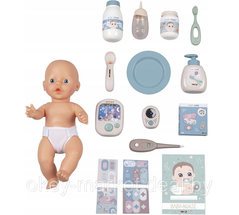 Игровой набор для девочек по уходу за куклой Smoby Baby Nurse Электронный уголок + кукла 220375 - фото 5 - id-p216942035