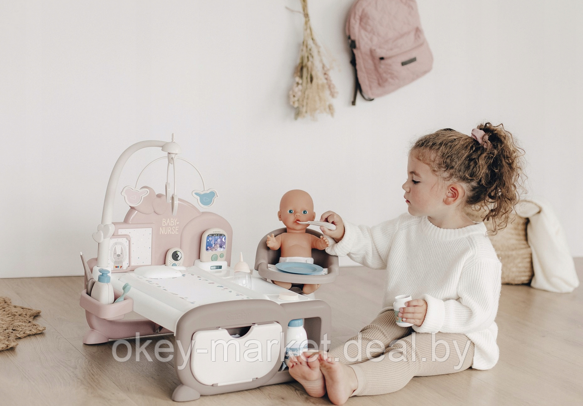 Игровой набор для девочек по уходу за куклой Smoby Baby Nurse Электронный уголок + кукла 220375 - фото 8 - id-p216942035