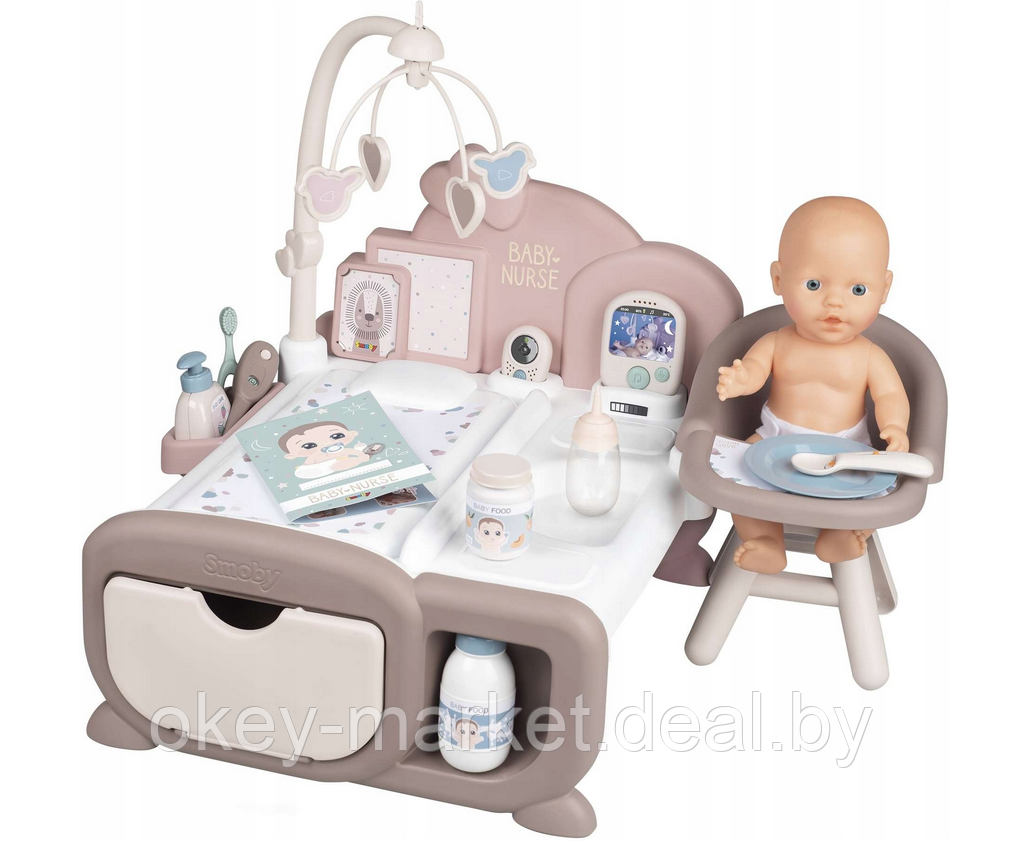 Игровой набор для девочек по уходу за куклой Smoby Baby Nurse Электронный уголок + кукла 220375 - фото 9 - id-p216942035