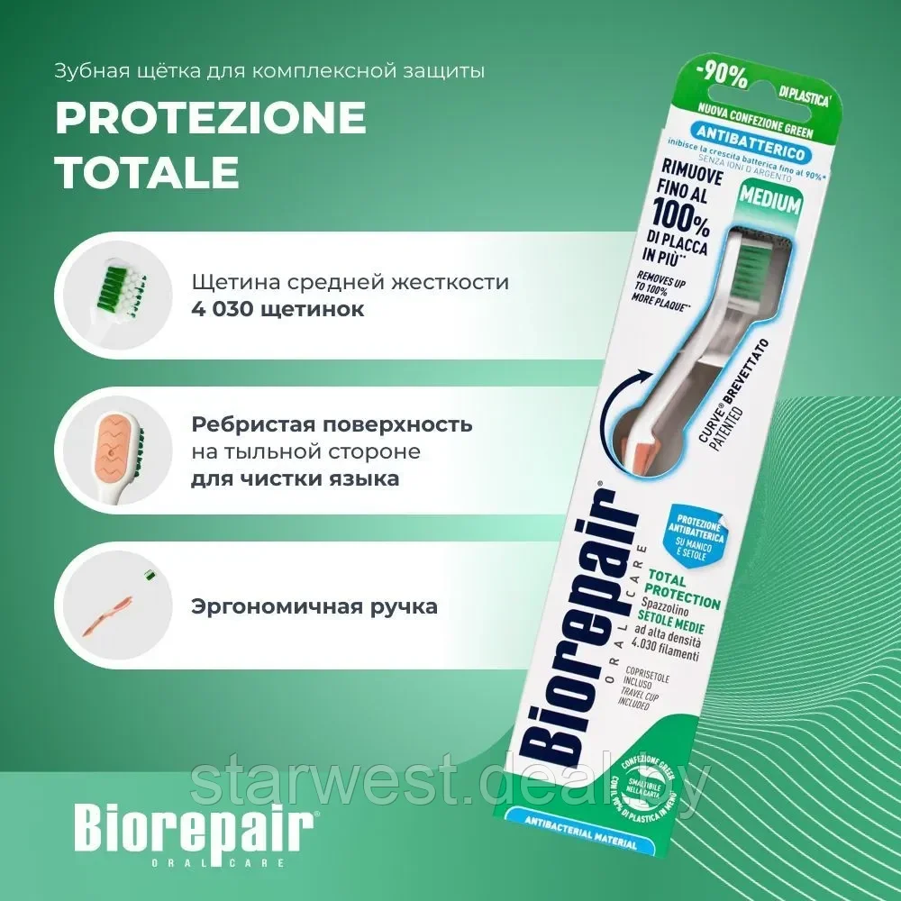 Biorepair Curve Toothbrush Medium / Средней Жесткости Зубная щетка изогнутая мануальная / механическая - фото 3 - id-p216942106