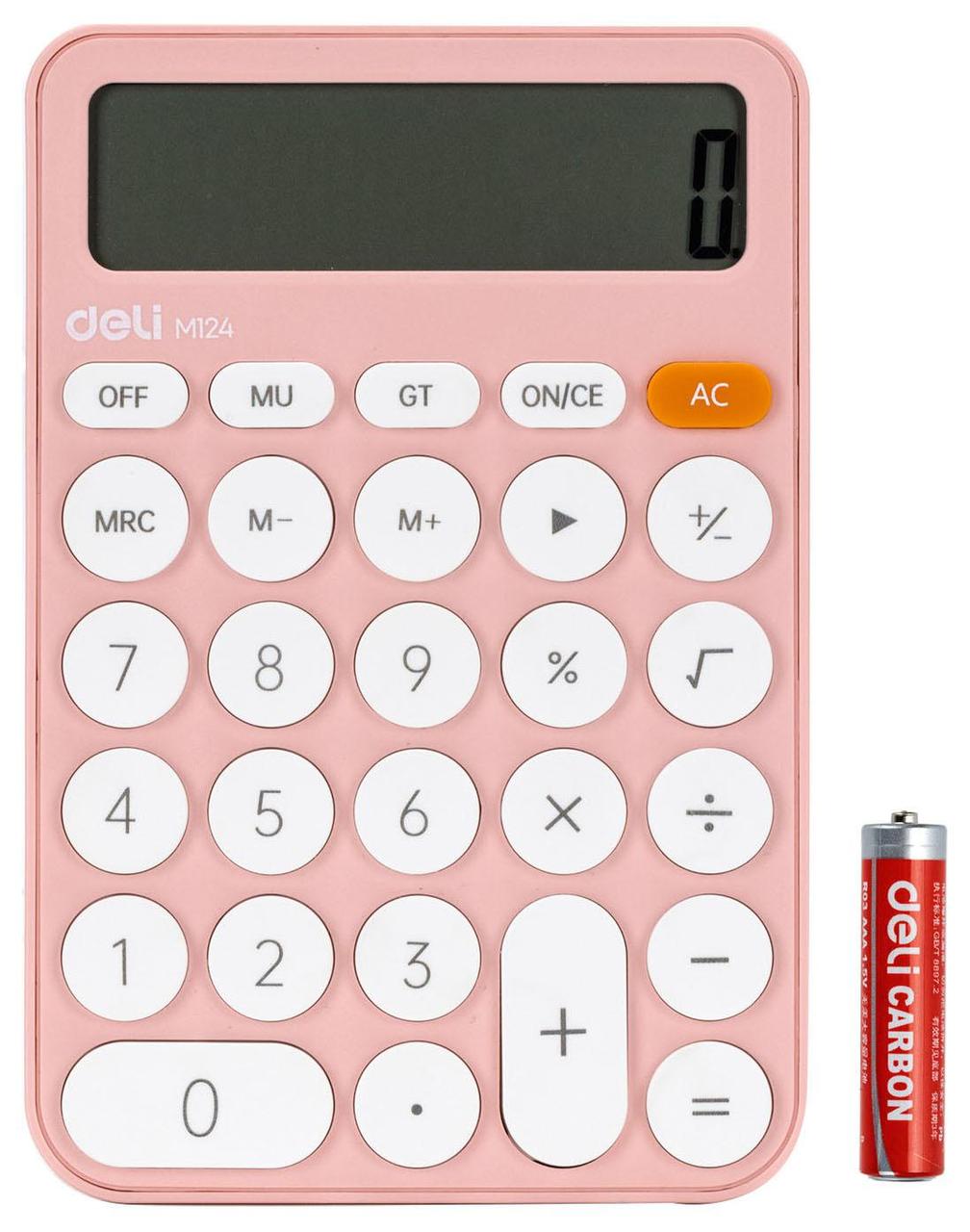 Калькулятор настольный Deli EM124PINK розовый 12-разр. - фото 1 - id-p216983798