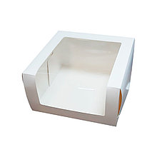 Коробка сборная с окном (Россия, белый картон, 225х225х120 мм)