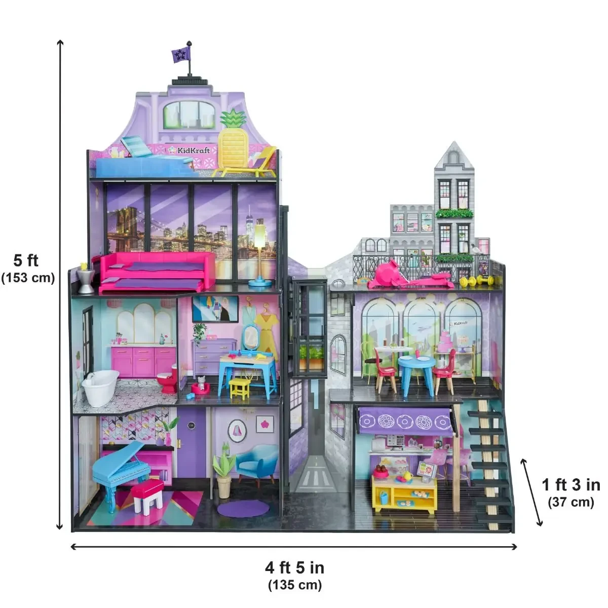 Большой кукольный дом 2в1 Пентхаус+кафе Кидкрафт - фото 2 - id-p217091542