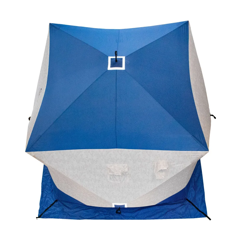 Палатка зимняя куб СЛЕДОПЫТ 210 х210х214,Oxford 210D PU 1000,S по полу 4,4 кв.м,цв.синий/белый с принтом - фото 4 - id-p217113373