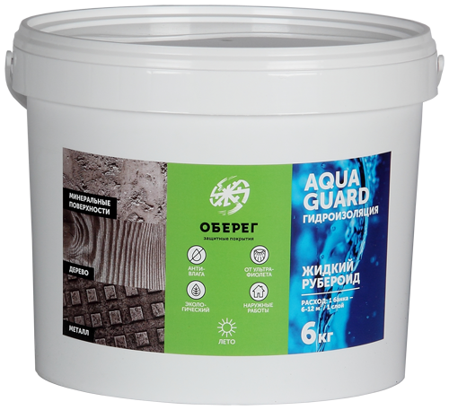 AquaGuard Жидкий рубероид гидроизоляционный серый 6 кг - фото 1 - id-p217155969