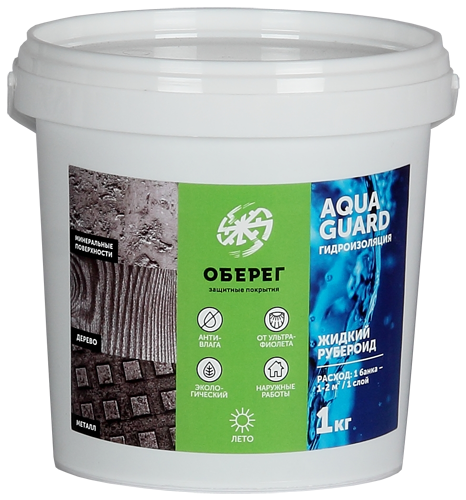 AquaGuard Жидкий рубероид гидроизоляционный серый 1 кг - фото 1 - id-p217155971