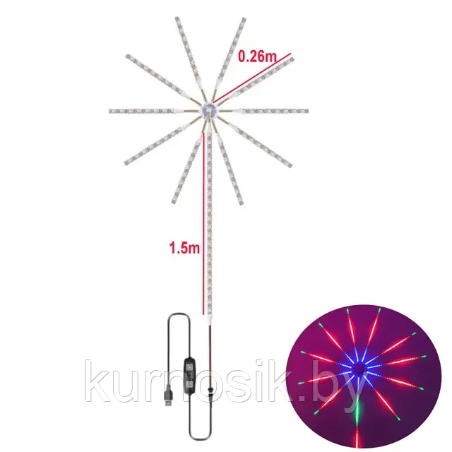 Светодиодная лента с фейерверком, с пультом, многоцветная - фото 3 - id-p217170712