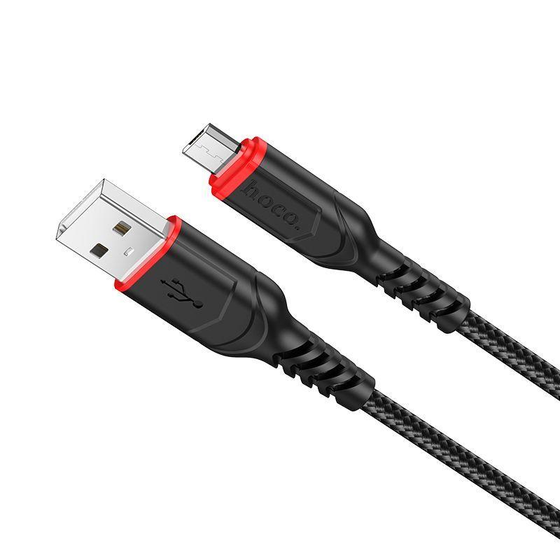 USB дата-кабель Hoco X59 Usb - Micro (2 м, 2.4 A,нейлон) цвет: черный - фото 2 - id-p217174372