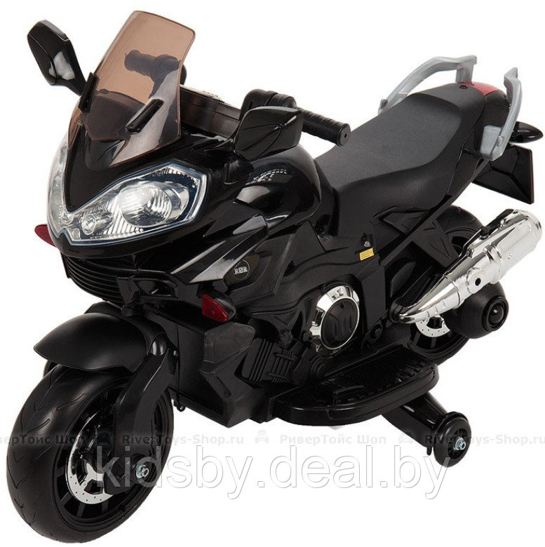 Детский электромобиль, мотоцикл RiverToys E222KX (черный) Yamaha - фото 1 - id-p12892792
