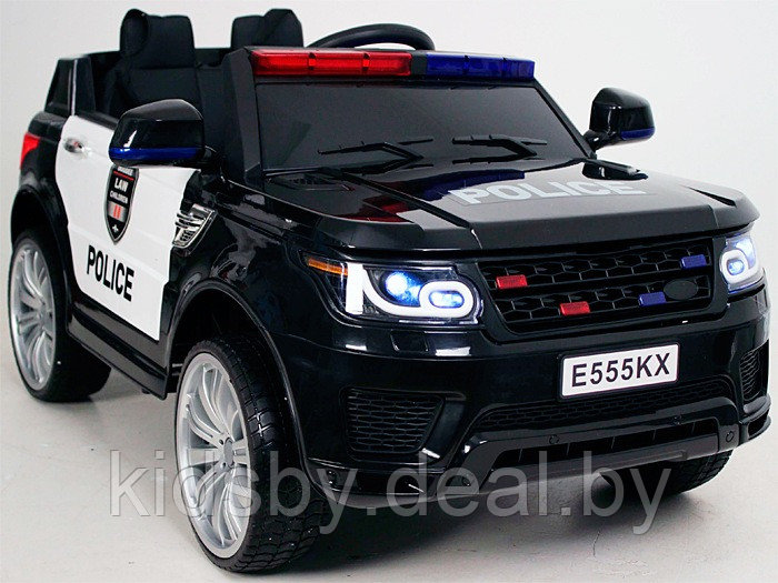 Детский электромобиль RiverToys Range Rover E555KX (черный, полиция) - фото 1 - id-p115502452