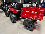 Детский электромобиль RiverToys H888HH (красный) трактор с прицепом и пультом, фото 4