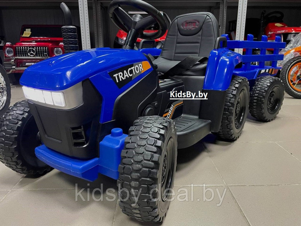 Детский электромобиль RiverToys H888HH (синий) трактор с прицепом и пультом - фото 1 - id-p162138800