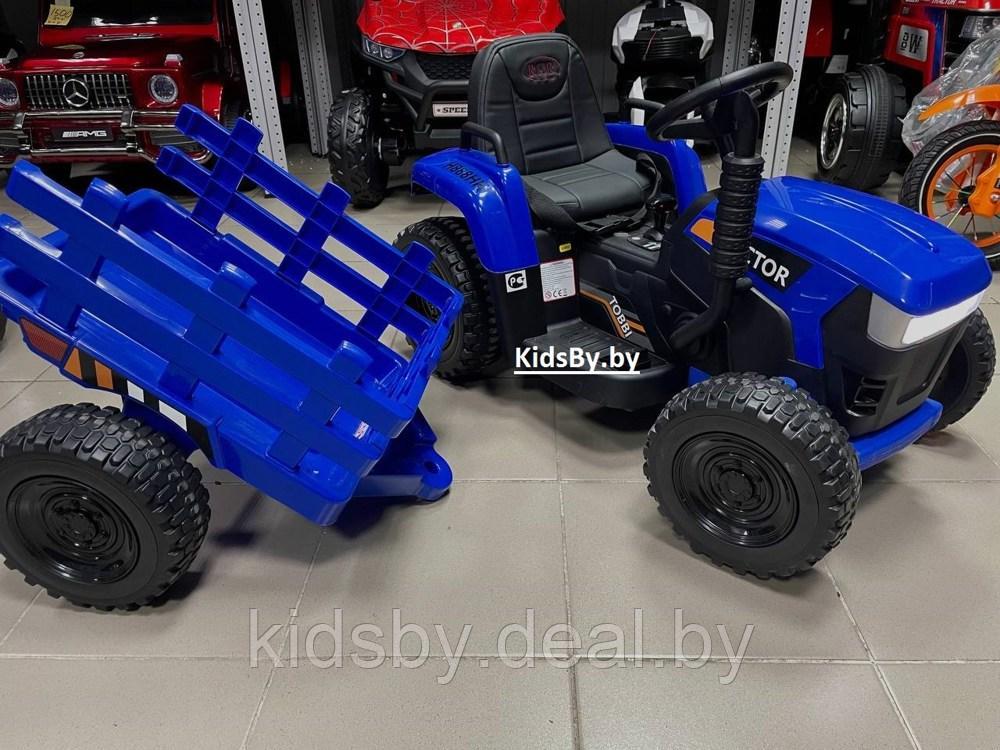 Детский электромобиль RiverToys H888HH (синий) трактор с прицепом и пультом - фото 2 - id-p162138800