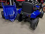 Детский электромобиль RiverToys H888HH (синий) трактор с прицепом и пультом, фото 6