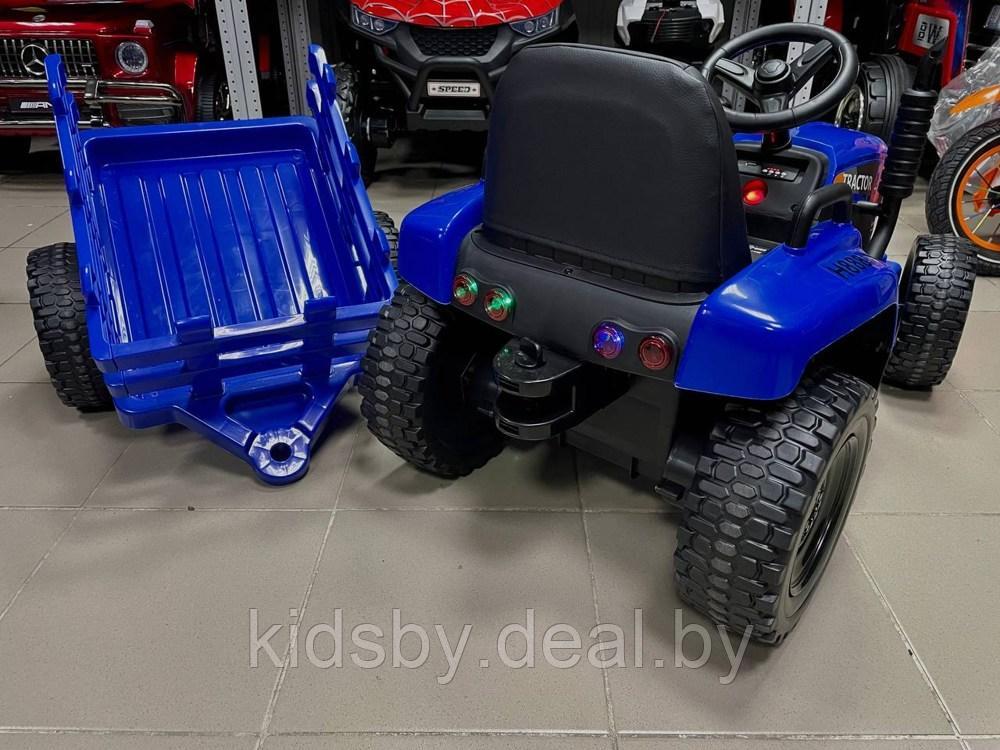 Детский электромобиль RiverToys H888HH (синий) трактор с прицепом и пультом - фото 6 - id-p162138800